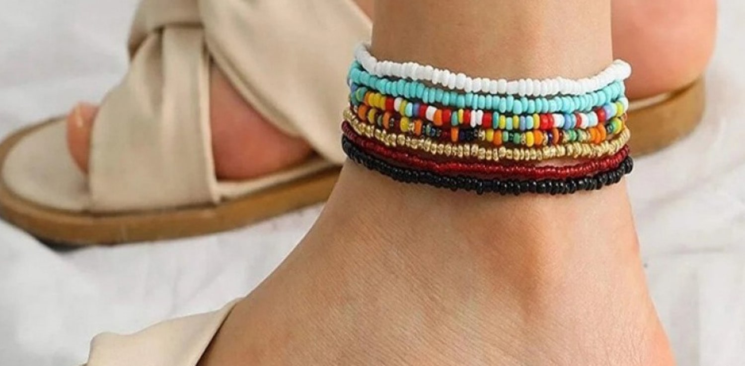 women's anklets - jewelry - fashion accessories - foot jewelry - women's accessories - ankle bracelets - summer fashion - beachwear - boho style - toe rings - beaded anklets - barefoot sandals