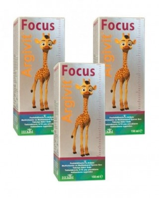 Argivit Focus Şurup Seti - Çocuklar İçin Multivitamin Besin Takviyesi, 3 Şişe X 150 ml