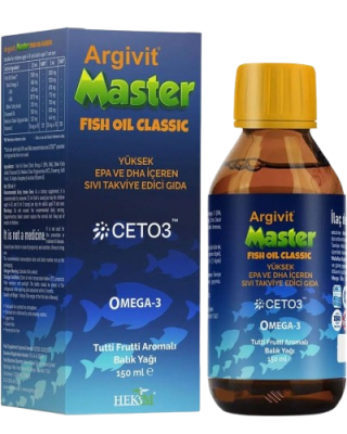 Argivit Master Fish Oil Classic Syrup, Omega-3 DHA & EPA for Brain, Heart, Energy and Immunity Support – 150 ml, 3000 mg