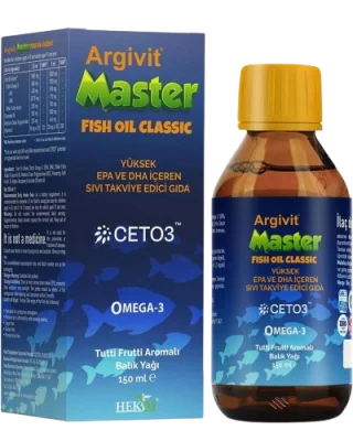 Argivit Master Fish Oil Classic Syrup, Omega-3 DHA & EPA for Brain, Heart, Energy and Immunity Support – 150 ml, 3000 mg