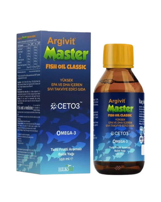 Argivit Master Fish Oil Classic Syrup, Omega-3 DHA & EPA for Brain, Heart, Energy and Immunity Support – 150 ml, 3000 mg Argivit Master Fish Oil Classic Syrup, Omega-3 DHA & EPA for Brain, Heart, Energy and Immunity Support – 150 ml, 3000 mg