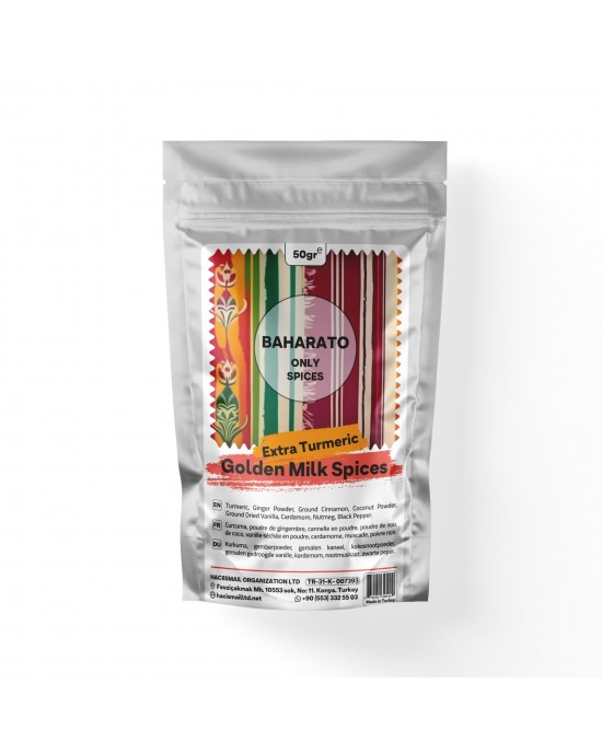 Golden Milk Spices Extra Turmeric - Wellness Elixir Blend with Aromatic Cardamom, Ginger, 50 GR
