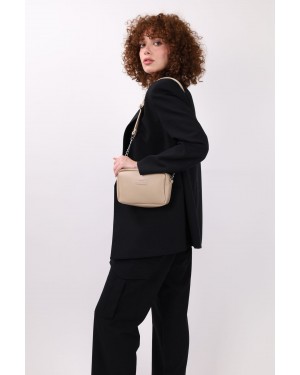 Women's Mink Small Chain Shoulder Bag, Crossbody Bag, Cream Color Women's Mink Small Chain Shoulder Bag, Crossbody Bag, Cream Color