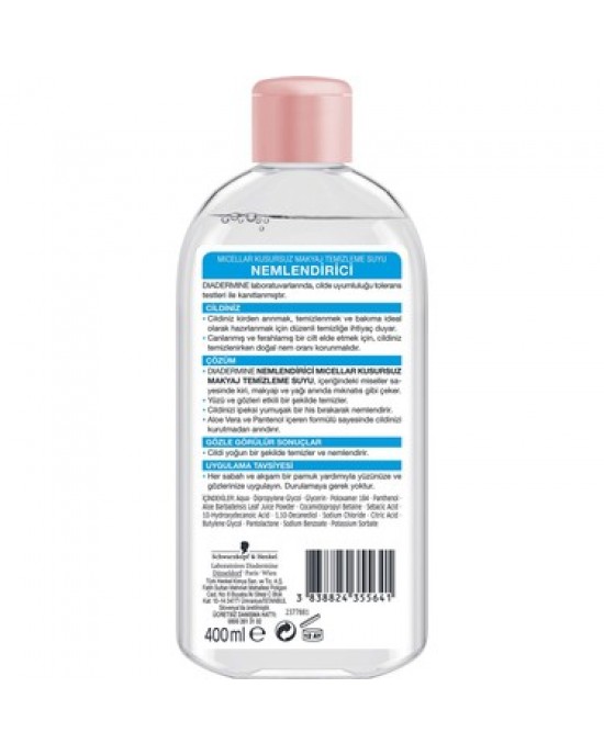 Diadermine Essentials Micellar Yüz ve Göz Makyajı Temizleyici, Aloe Vera Özlü ve D-Panthenol ile Temizleyici Su Makyaj Temizleyici, 400ml