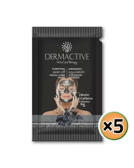 Active Carbon Sheet Mask, Turkish moisturizing Active Carbon mask pack for dehydrated and sensitive skin, Purifying Peel-off Facial Care Mask, 5 sheets×15ml