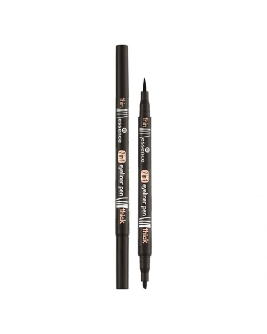 Essence 2'si 1 Arada Eyeliner Kalem, Made in Germany, Thin Thick Essence Eyeliner, Siyah