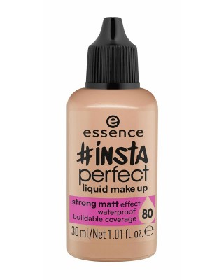 ESSENCE #insta Perfect Likit Makyaj, Likit Fondöten, Güçlü Mat Etkisi Suya Dayanıklı Yapılandırılabilir Kapsama Sıcak Çikolata 80, 30ml 1.01fl.oz