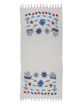 Turkish Beach Apron That Can Be Wrapped Around the Waist and Strolling On The Beach, Made of 70 % Viscose and 30 %  Cotton Fiber Fabric, Beacon, 170*90 cm