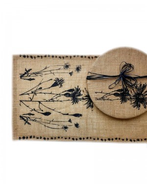 مفرش طاولة تركي بنمط نبات الخيش، أنيق ومثالي لمظهر ريفي عتيق، وشاح الطاولة الريفية برسومات نباتية رائعة، 35*50 سم