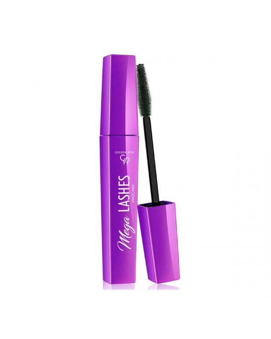 GOLDEN ROSE Mega Lashes Mascara, Volumizing Mascara, Mega Length and Volume & Lift up, Vegan, Deep Black, 12ml