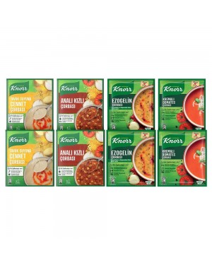 Knorr Hazır Çorba Cennet Corbası 76 gr x 2, Analı Kızlı 70 gr x 2, Ezogelin 74 gr x 2, Kremalı Domates 69 gr x 2