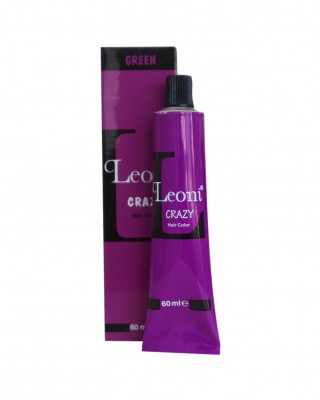 Leoni Permanent Hair Color Cream with Argan Oil Turkish Hair Dye Crazy Green 60 Ml