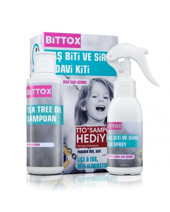 BITTOX Baş Biti ve Sirkeleri Öldürmek için Saç Biti Bakım Spreyi, 100 ml + ÜCRETSİZ Şampuan ve Tarak Hediyesi