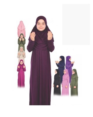 طقم صلاة تركي للفتيات قطعتين فستان وحجاب