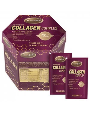 Collagen Complex Powder, Hydrolyzed Collagen Peptides + Vitamin C, B2, B5, B6, B12, Biotin, Hyaluronic Acid, Zinc. Collagen Type 1 & 3, 11,000 mg Per Serving, 30 Sachets, 330 gr