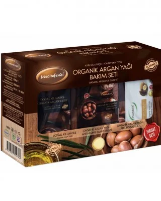 مجموعة منتجات زيت الأركان العضوي, كريم الأركان للبشرة الجافة, صابون الأركان للتقشير, قناع الطين بالأركان