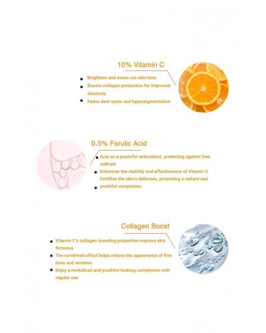 PROCSIN HYDRO SOLUTION C E - 10% Vitamin C + 0.5% Illuminator Ferulic Acid - Skin Brightening and Collagen Boost - 30 ML