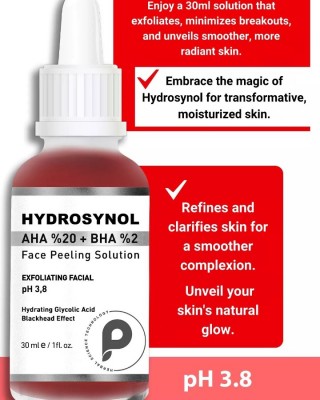 PROCSIN Hydrosynol AHA BHA Serum - Face Peeling Solution with 20% AHA + 2% BHA for Exfoliation, Brightening and Moisturizing.