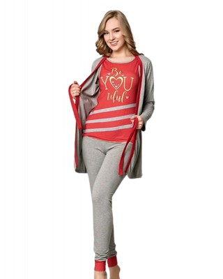 Türk Kadın Pijama Seti - Stil ve Rahatlamanın Birleşimi, 3 parça