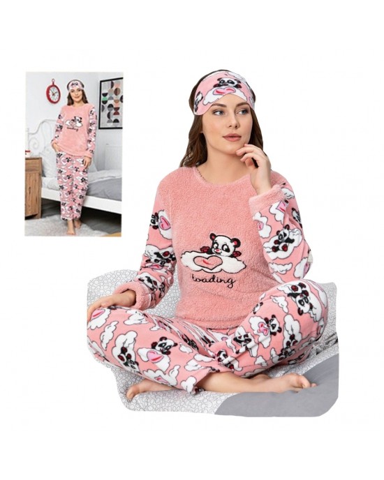 "Stay Warm and Cheerful with Women's Two-Piece Winter Pajamas - Happy Bear Edition by Style Turk"