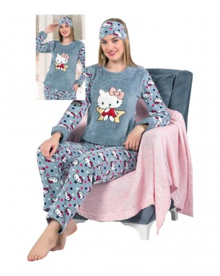"Stay Cozy and Cute with Women's Two-Piece Winter Pajamas - Pretty Cat Edition by Style Turk"