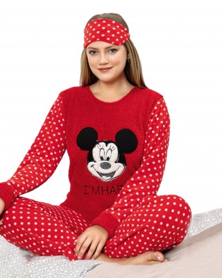 Kışın Sıcak ve Rahat Geceleri İçin Kadın İki Parça Kış Pijama Takımı - Mickey Mouse Edition Style Turk İle