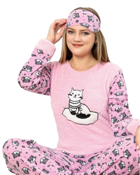 "Stay Cozy and Cute with Women's Two-Piece Winter Pajamas - Quiet Cat Edition by Style Turk"