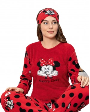 Turkish Women Pajamas, Fluffy Pajamas, Happy Mickey Mouse PJS, Free Eye Mask