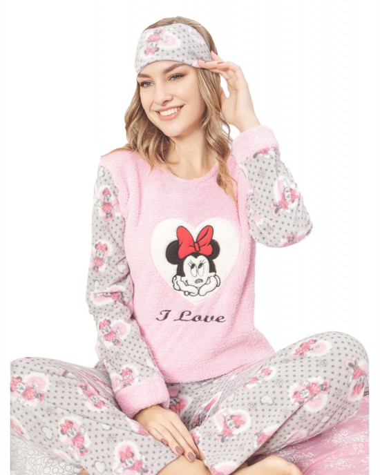 "Stay Warm and Stylish with Women's Two-Piece Winter Pajamas - Minnie Mouse Edition by Style Turk"