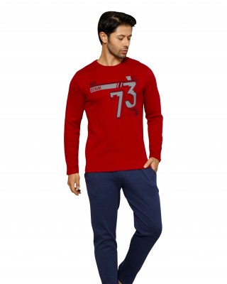 بيجامة رجالية تركية, بيجامه قطنية أكمام طويلة, بيجاما تركية لون بوردو فخم