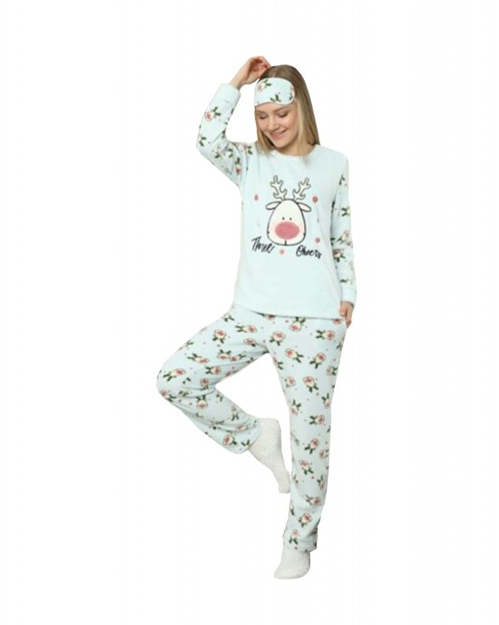 Explore Winter Bliss with Our Blue Turkish Women's Pajamas – Cozy Loungewear for Chilly Nights