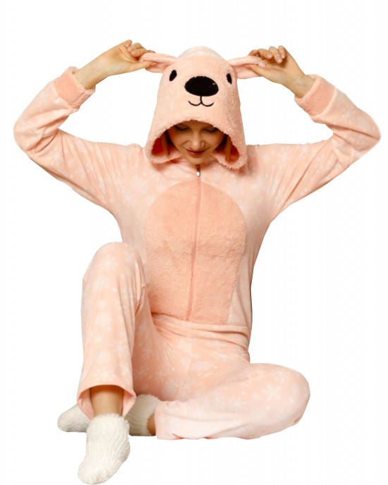 Stay Cozy in Style with Our Turkish Women's Pajamas Set - Orange Winter Loungewear with Hat