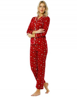 Türk Kadın V Yaka Uzun Kollu Pijama Takımı - Yüksek Kaliteli Uyku Giyim