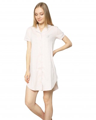 بيجامات تركية وردية بأزرار - ملابس داخلية بأكمام قصيرة