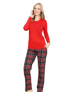 Explore Comfort in Style with Turkish Women's Long Sleeve Pajamas Set, Red color Explore Comfort in Style with Turkish Women's Long Sleeve Pajamas Set, Red color