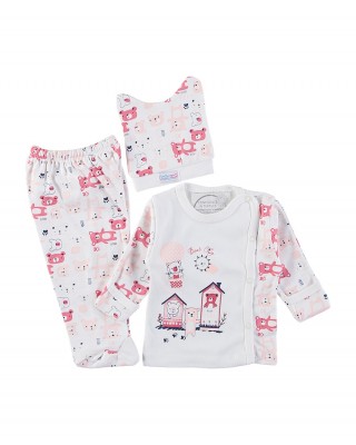 %100 Pamuklu Türk Bebek Seti – Yeni Doğan Bebek Kıyafet Seti, Bebek Gömleği, Pamuklu Pantolon ve Şapka