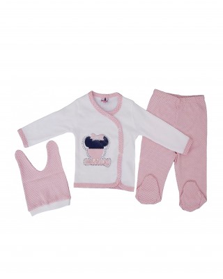 طقم ملابس حديثي الولادة التركي, طقم كاجوال للرضع, ملابس الأطفال الرضع, طقم بيبي تركي, 3 قطع من القطن الناعم للأطفال