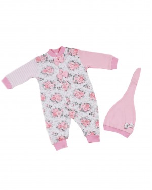 Uyku ve Oyun Tulumu - Çıtçıtlı Bebek Kız Tulumları, Türk Üretimi Pamuklu Bebek Tulumları, 2 Parça