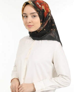 حجاب تركي غير قابل للانزلاق - وشاح للرأس من الكتان - تصميم أنيق بتغطية كاملة, نقش ورق العنب حجاب تركي غير قابل للانزلاق - وشاح للرأس من الكتان - تصميم أنيق بتغطية كاملة, نقش ورق العنب