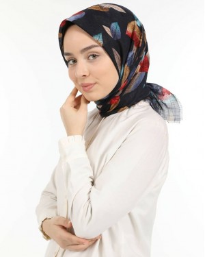 Head Scarf for Women, Turkish Hijab, Non-Slip Hijabs, Autumn Leaf Pattern