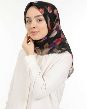 Head Scarf for Women, Turkish Hijab, Non-Slip Hijabs, Autumn Leaf Pattern