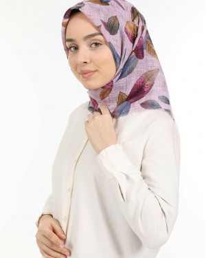 Kadınlar İçin Türk Eşarbı – Kaymaz, Tam Kapsama Başörtüsü, Sonbahar Yaprağı Deseni, Linen Keten Kadınlar İçin Türk Eşarbı – Kaymaz, Tam Kapsama Başörtüsü, Sonbahar Yaprağı Deseni, Linen Keten