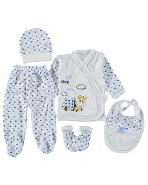 Türk Bebek Kıyafet Seti – 5 Parçalık Yenidoğan Kıyafet Seti, %100 Pamuk, Mavi & Beyaz Türk Bebek Kıyafet Seti – 5 Parçalık Yenidoğan Kıyafet Seti, %100 Pamuk, Mavi & Beyaz