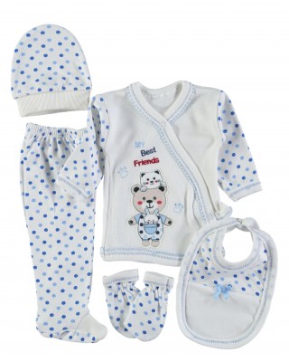 Türk Bebek Kıyafet Seti - 5 Parça Yeni Doğan Pamuk Takımı ile Şık Bebeğiniz için