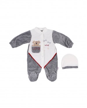 Uyku ve Oyun Tulum - Düğmeli Kapama ile Erkek Bebek Tulum, Lacivert Örgü Pamuk, 2 Parça