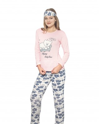 Chic Comfort, Two-Piece Turkish Women's Pajamas Set with Sleep Mask at Style Turk