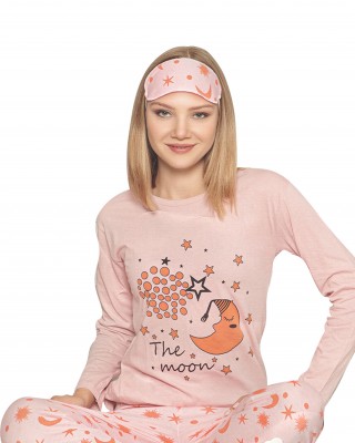 بيجاما نسائية تركية، بيجاما كاجوال بأكمام طويلة, قبة دائرية, بيجامه مودرن مع كوفر عيون هدية