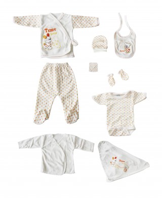 Mevlüt Takımı, Bebek Yeni Doğan Seti, Hastane Çıkış Seti, Bebek Kıyafet Seti, %100 Pamuk Yenidoğan Takımı, 10 Parçalık Bebek Seti