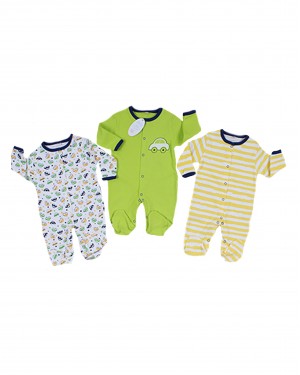 Sleep and Play Suit Set – Çıtçıtlı Bebek Tulumları, Erkek ve Kız Bebekler İçin – Türk Bebek Tulumları, 3 Parça