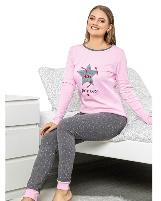 Women's Two-Piece Autumn Interlock Pajamas - Embrace Royalty and Comfort, Princes Star PJS